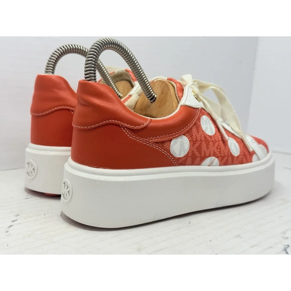 Michael Kors Romey Womens US 8 Orange Polka Dot Signature Platform Sneakers